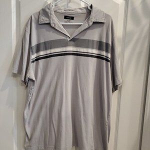 ALFANI Mens Polo Shirt Grey Stripe ~ Size XX - Large